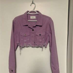 NWOT KanCan Lavender Cropped Denim Jacket